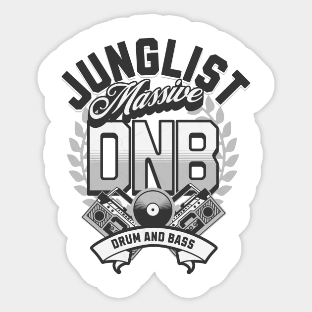 DNB - Junglist Massive  (Black/grey) Sticker by DISCOTHREADZ 